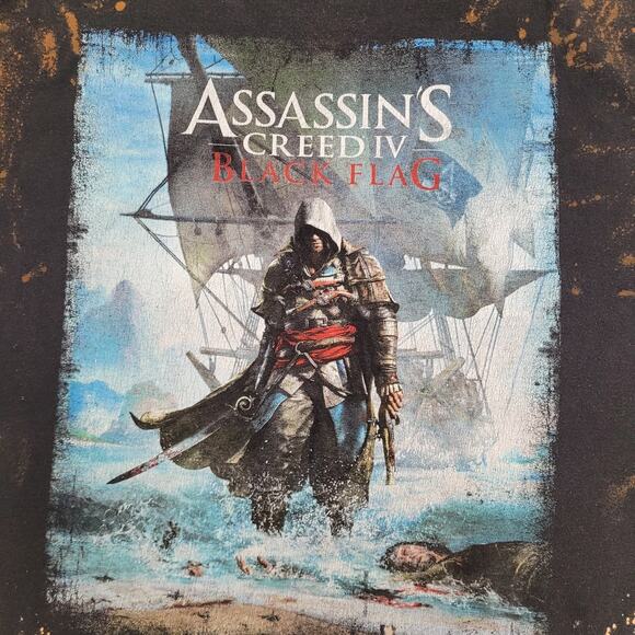 Assassins Creed Shirt XL 24x28 Baggy Bleached Black Flag - Picture 6 of 11